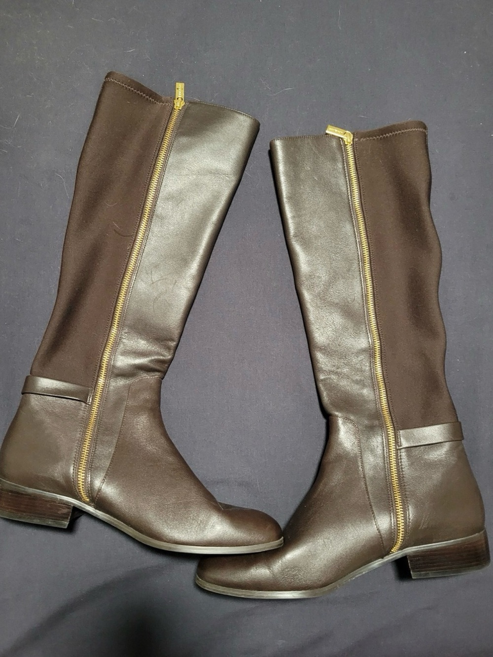 Michael Kors Hamilton Women’s Tall Brown Leather Zip-Front Riding Boots